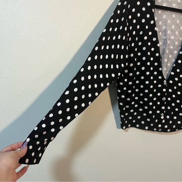 Torrid Plus Size 2 Black White Polka Dot Cardigan Sweater Rhinestone Buttons - Picture 6 of 7